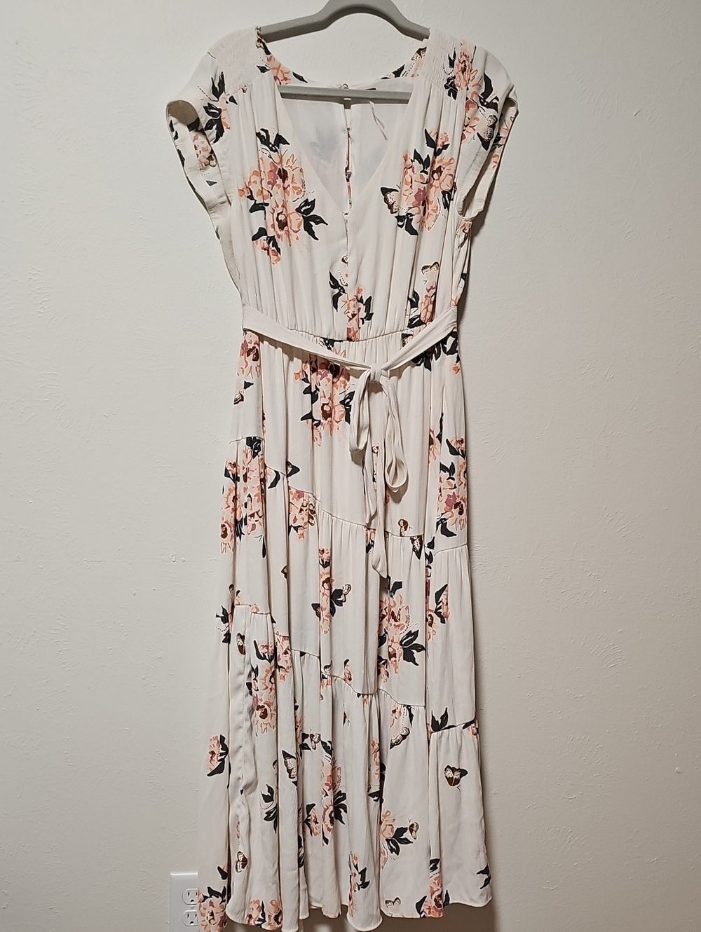 Free People Floral Boho Maxi Dress - Cream / Multi - Size 10